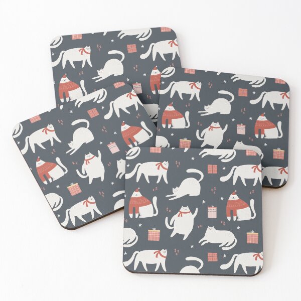 Item preview, Funny Abstract Christmas Cats Pattern designed and sold by nouveaudecor.