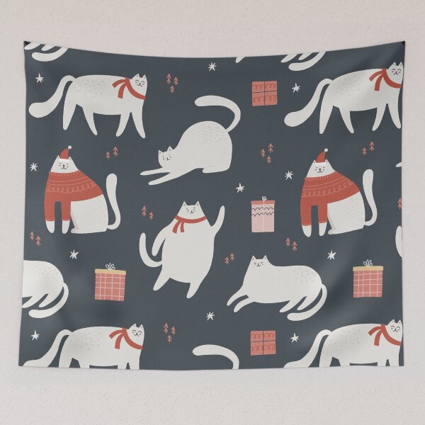Item preview, Funny Abstract Christmas Cats Pattern designed and sold by nouveaudecor.