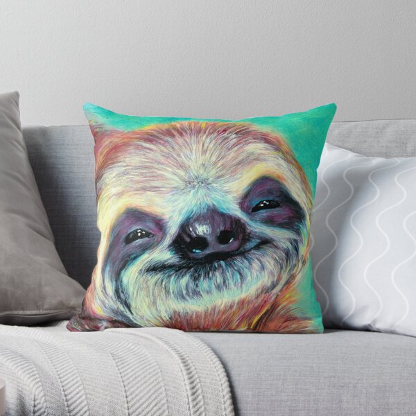 Sloth, funny children's art, bathroom decor Throw Pillow by Madame Memento  - Fine Art America