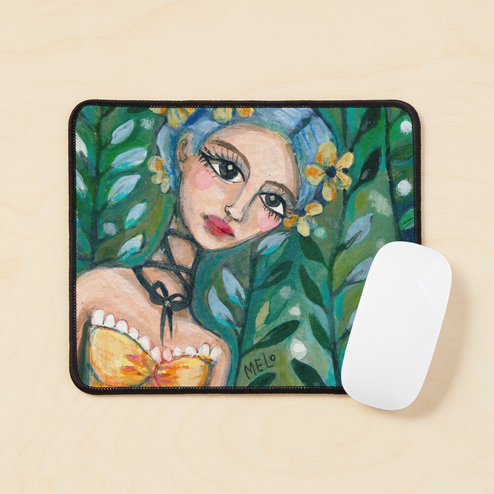 Frida Kahlo, Yellow Dress, Plants by Meloearth Mouse Pad