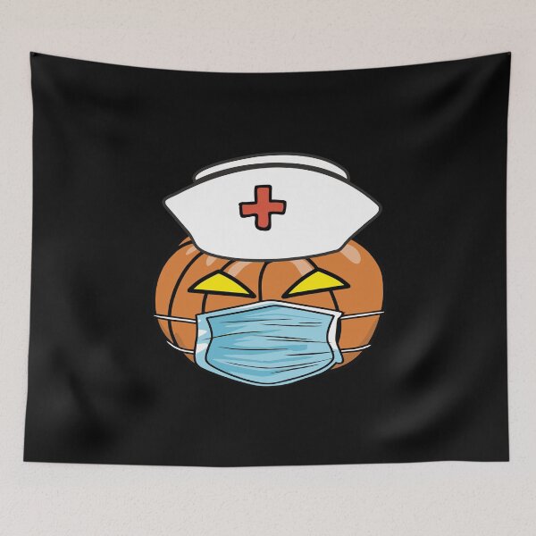 Item preview, Pumpkin In A Nurse Hat Wearing Medical Mask Funny Halloween Costume designed and sold by alenaz.