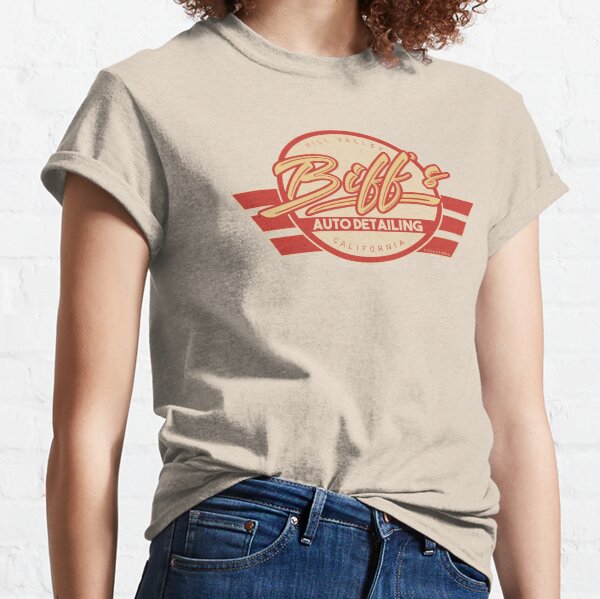 Biff's Auto Detailing in Red. Back To The Future Movie Classic T-Shirt