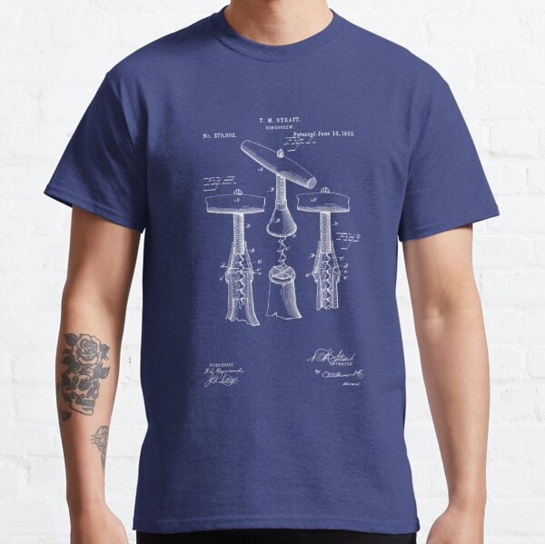 PATENT DRAWING / 1883 - Corkscrew - Blueprint Classic T-Shirt