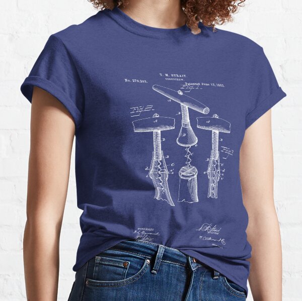 PATENT DRAWING / 1883 - Corkscrew - Blueprint Classic T-Shirt