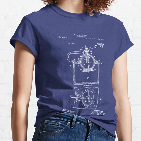 PATENT DRAWING / 1890 - Coffee Mill - Blueprint Classic T-Shirt