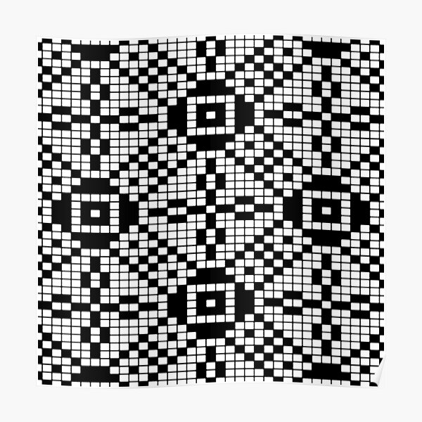 Grid Paper White and Black Geometric Cross Pattern Vector Art Poster