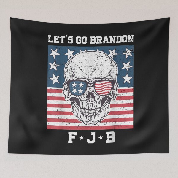 Artikelvorschau, Let's Go Brandon Tee Conservative Anti Liberal US Skull Flag T-Shirt entworfen und verkauft von Bobby-Bancel.