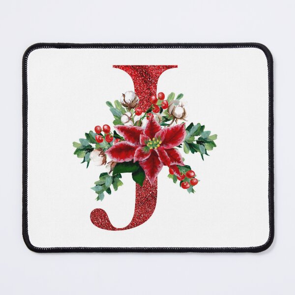 Item preview, Christmas Poinsettia Initial J designed and sold by UnicornFlamingo.