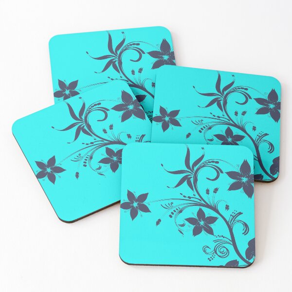 Item preview, Abstract Patterns On Ceramic Tile | Teal Flowers-By Abatkok designed and sold by abatkok.