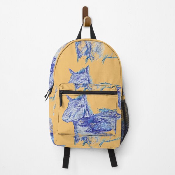 Item preview, Blue pen drawing of wild horses - Neigh You, Back Off designed and sold by Liz HL Art Shop.
