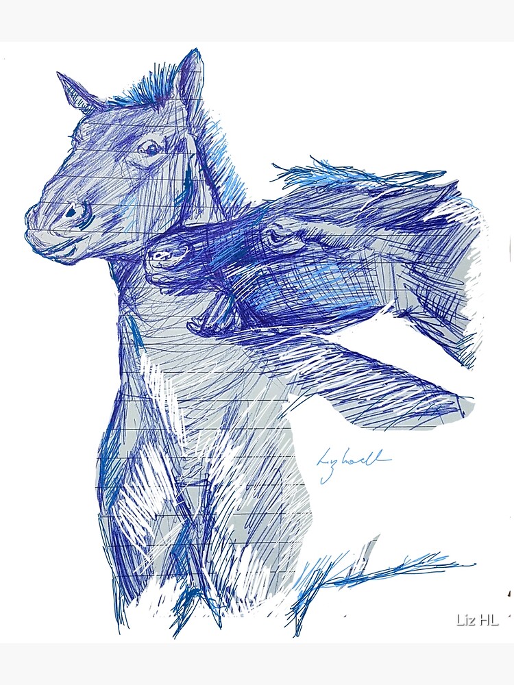 Blue Ballpoint Pen Animal Drawings