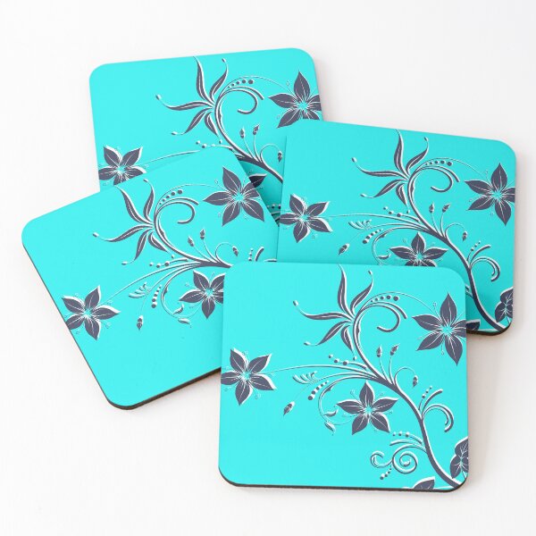 Item preview,  Abstract Patterns On Ceramic Tile | Teal Flowers-By Abatkok designed and sold by abatkok.