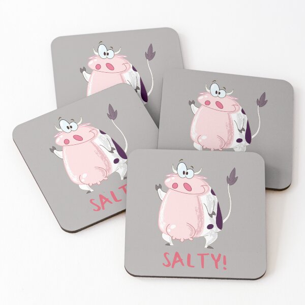 Item preview, Salty Cow. Cartoon image and dark pink text. designed and sold by JellyBeenzz.