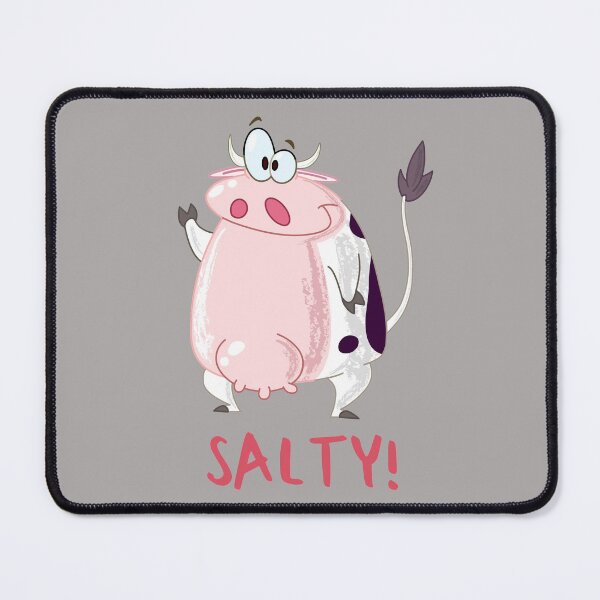Item preview, Salty Cow. Cartoon image and dark pink text. designed and sold by JellyBeenzz.
