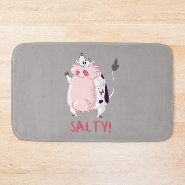 Item preview, Salty Cow. Cartoon image and dark pink text. designed and sold by JellyBeenzz.