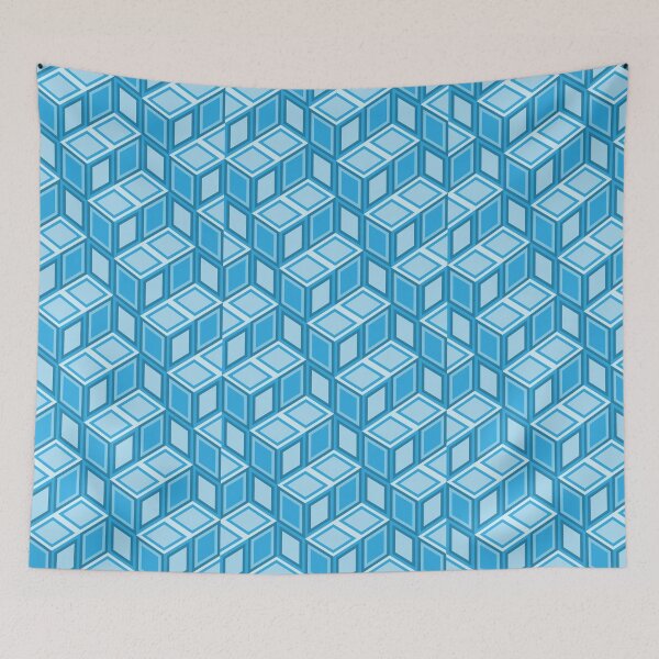 Item preview, Blue cubes. Abstract geometric pattern designed and sold by Osting.