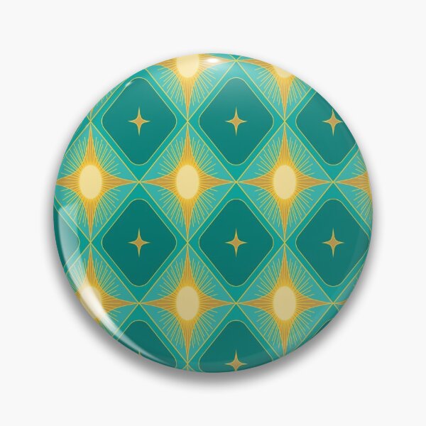 Item preview, Green and gold diamonds and stars. Abstract geometric pattern designed and sold by Osting.