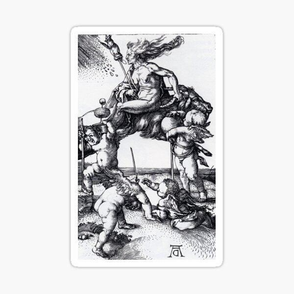 Item preview, Albrecht Durer witch riding backwards on a goat designed and sold by Vintage Designs +.