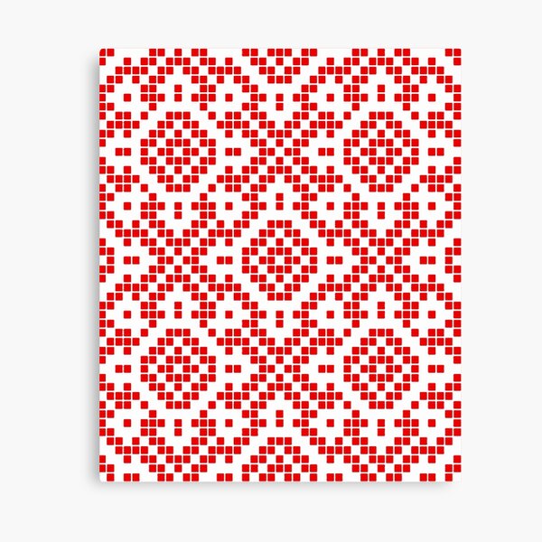 Grid Paper White Geometric Pattern Vector Art Red Accent Canvas Print