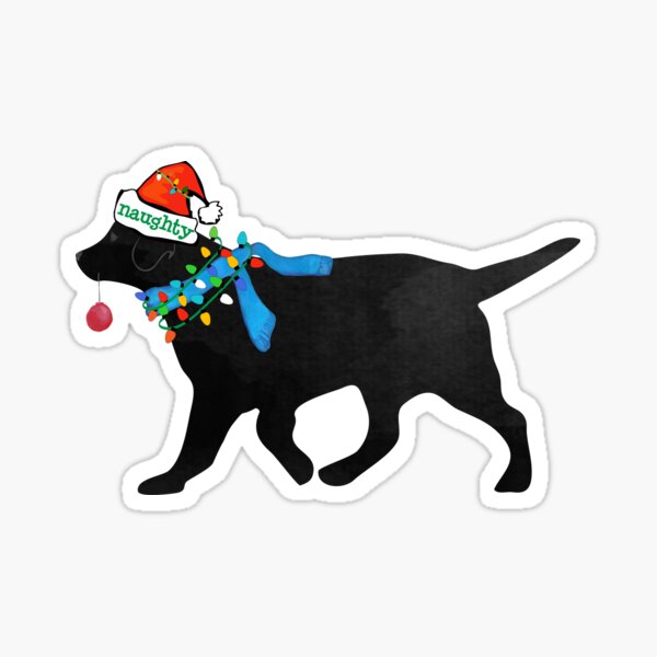 Black Lab Naughty Christmas Dog Sticker