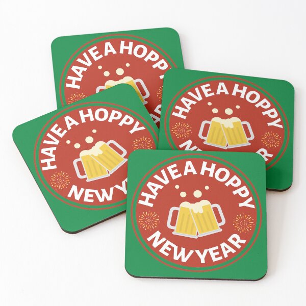 Item preview, Have a Hoppy New Year (Red) - Funny New Year Beer Puns - Gift for Beer Lovers who like alcohol jokes designed and sold by CaitU.