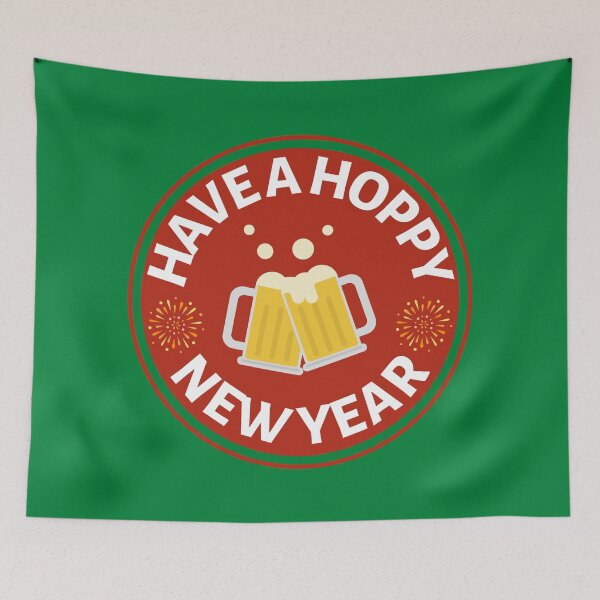 Item preview, Have a Hoppy New Year (Red) - Funny New Year Beer Puns - Gift for Beer Lovers who like alcohol jokes designed and sold by CaitU.