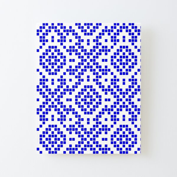 Grid Paper White Geometric Pattern Vector Art Blue Accent Canvas Mounted Print