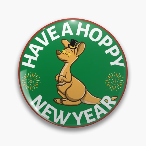 Item preview, Hoppy New Year (Green) - Aussie New Year - Funny Kangaroo New Year Pun designed and sold by CaitU.