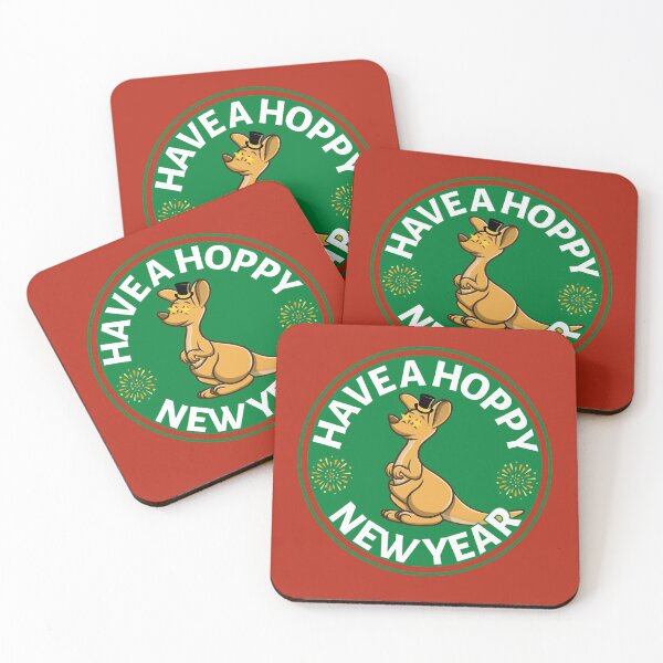 Item preview, Hoppy New Year (Green) - Aussie New Year - Funny Kangaroo New Year Pun designed and sold by CaitU.