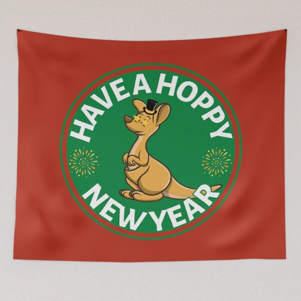 Item preview, Hoppy New Year (Green) - Aussie New Year - Funny Kangaroo New Year Pun designed and sold by CaitU.