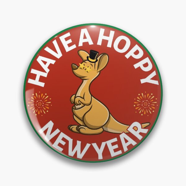 Item preview, Hoppy New Year (Red) - Aussie New Year - Funny Kangaroo New Year Pun designed and sold by CaitU.