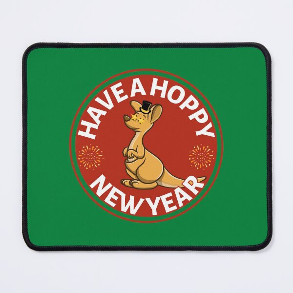 Item preview, Hoppy New Year (Red) - Aussie New Year - Funny Kangaroo New Year Pun designed and sold by CaitU.