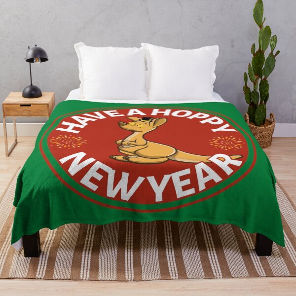 Item preview, Hoppy New Year (Red) - Aussie New Year - Funny Kangaroo New Year Pun designed and sold by CaitU.