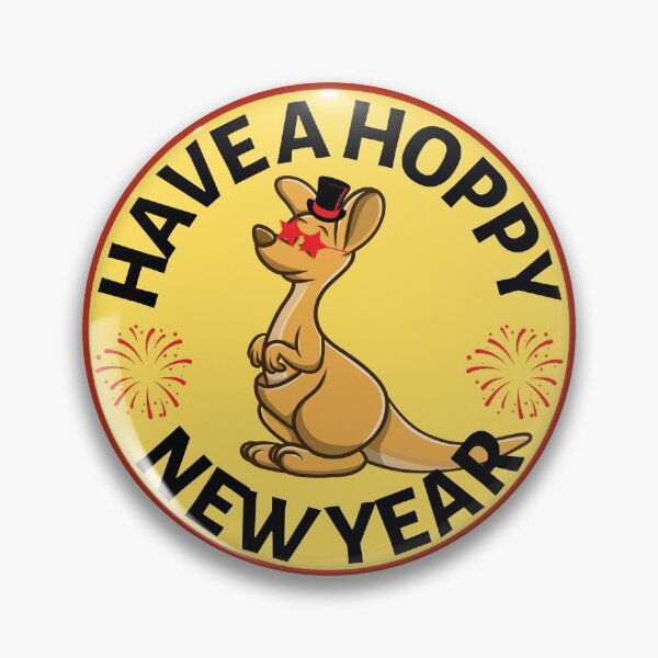 Item preview, Hoppy New Year (Yellow) - Aussie New Year - Funny Kangaroo New Year Pun designed and sold by CaitU.