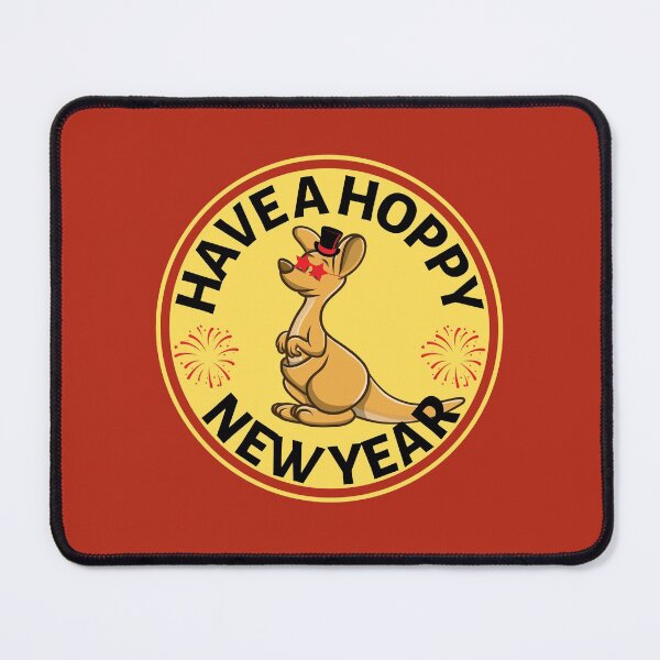 Item preview, Hoppy New Year (Yellow) - Aussie New Year - Funny Kangaroo New Year Pun designed and sold by CaitU.