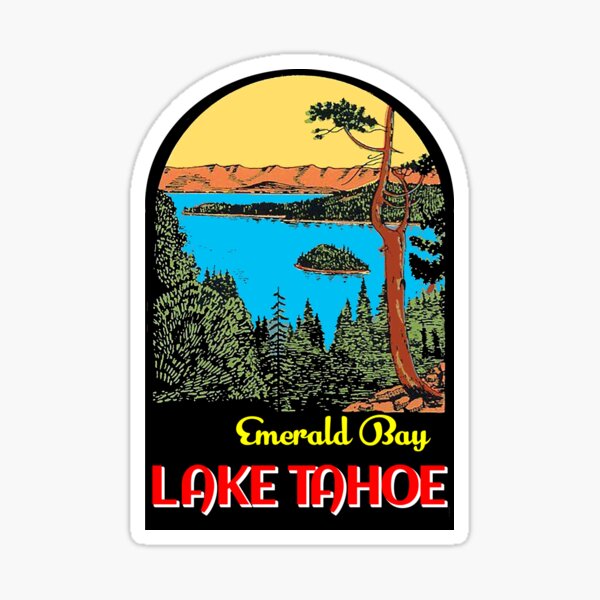 LAKE TAHOE EMERALD BAY CALIFORNIA MOUNTAINS SKIING BOATING VINTAGE STYLE TRAVEL DECAL Sticker