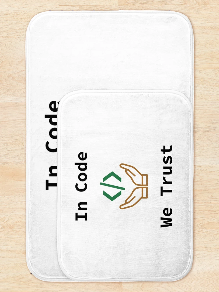 Thumbnail 5 of 6, Bath Mat, In Code We Trust, Source Code, Software Engineer, Computer Science, Web Code, Web, WWW, Programming Humor, HTML Tag, Dark Text designed and sold by Max-Wear.