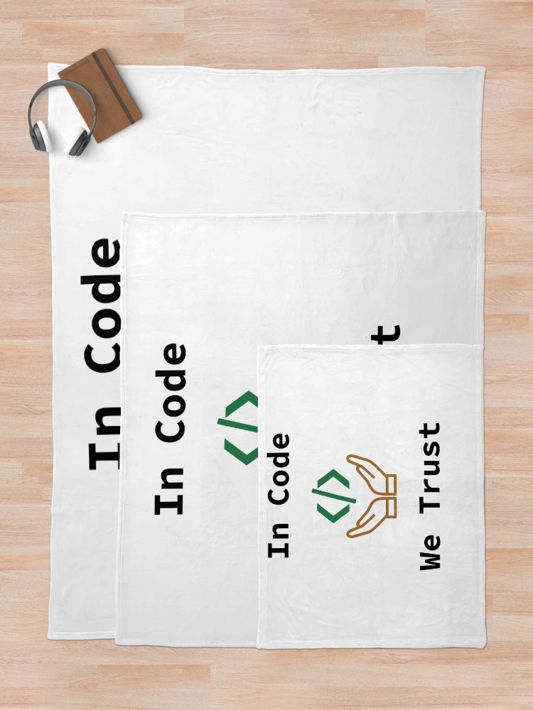 Thumbnail 5 of 6, Throw Blanket, In Code We Trust, Source Code, Software Engineer, Computer Science, Web Code, Web, WWW, Programming Humor, HTML Tag, Dark Text designed and sold by Max-Wear.
