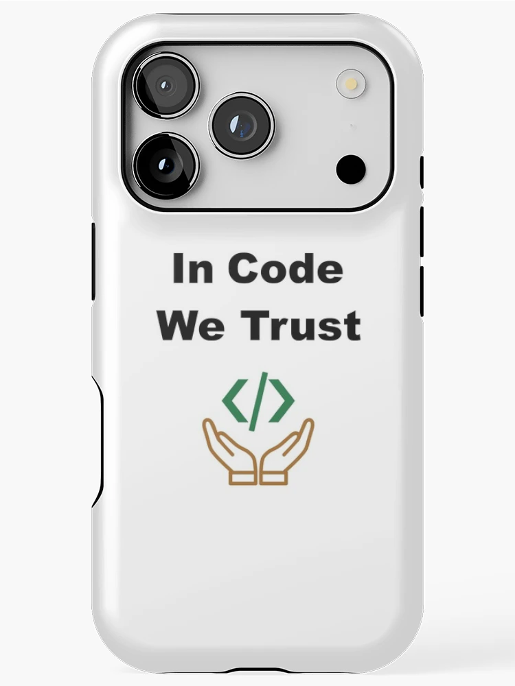 Thumbnail 1 of 4, iPhone Case, In Code We Trust, Source Code, Software Engineer, Computer Science, Web Code, Web, WWW, Programming Humor, HTML Tag, Text on Top designed and sold by Max-Wear.