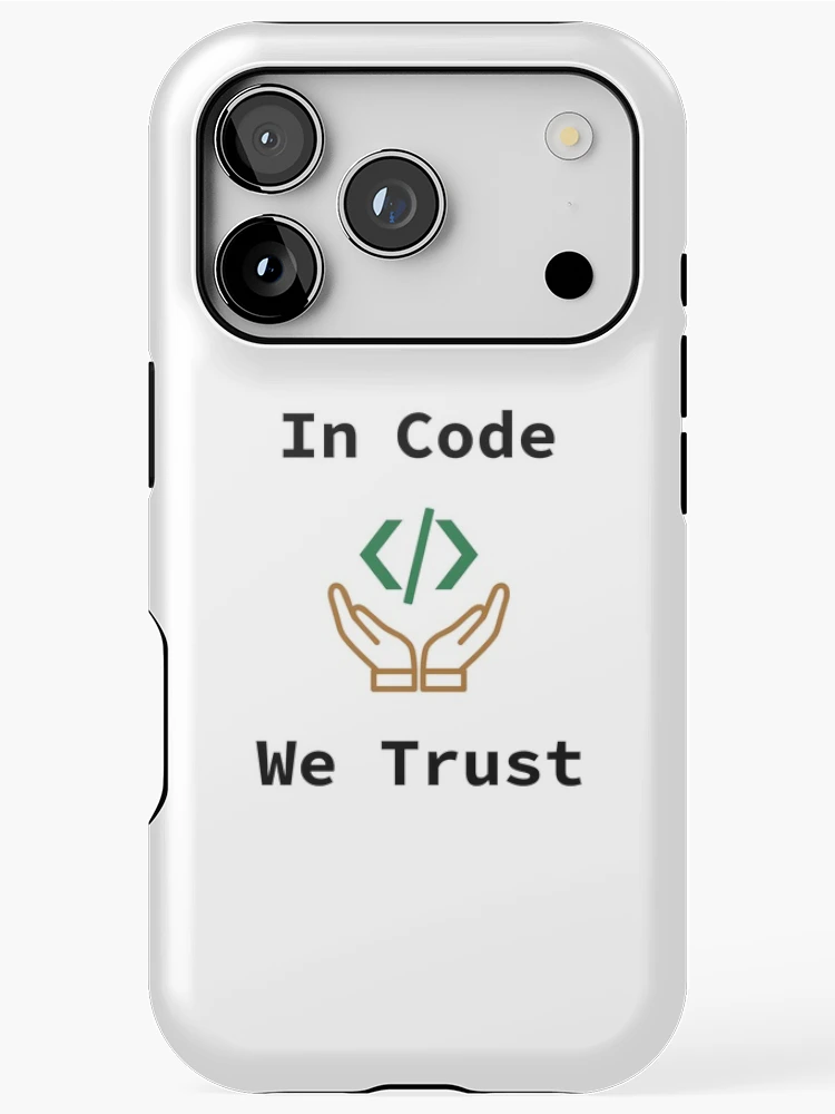 Thumbnail 1 of 4, iPhone Case, In Code We Trust, Source Code, Software Engineer, Computer Science, Web Code, Web, WWW, Programming Humor, HTML Tag, Dark Text designed and sold by Max-Wear.