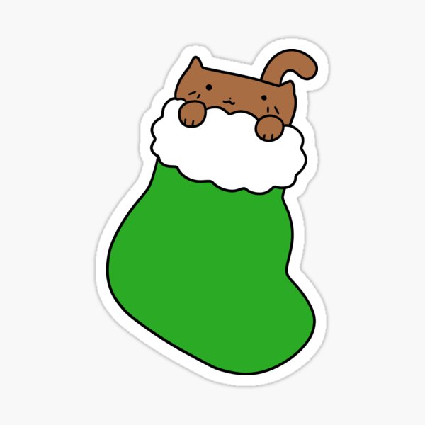 Item preview, Green Stocking and Fat Brown Cat designed and sold by SaradaBoru.