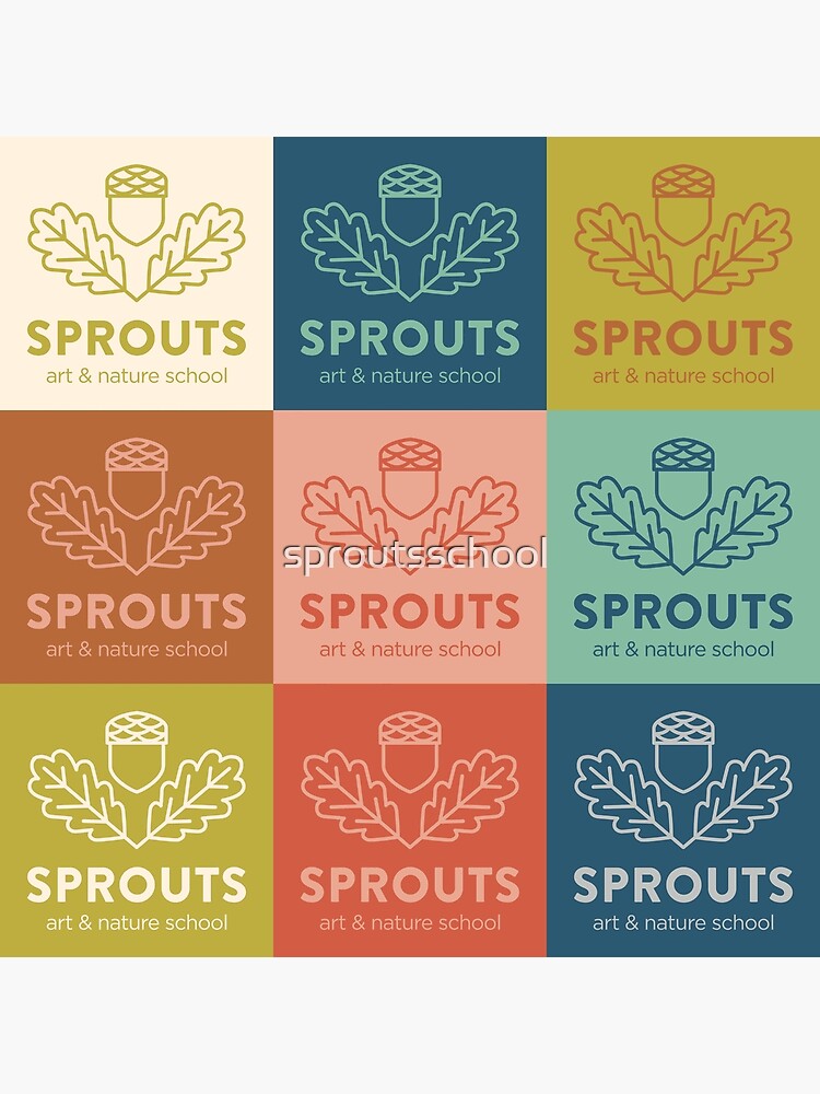 "Multi Acorn & Oak Leaf Sprouts Art & Nature School Logo" Poster for Sale by sproutsschool