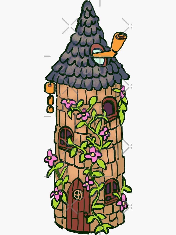 Aperçu 3 sur 3. Sticker avec l'œuvre Je dessine la tour du sorcier / la vallée de Stardew créée et vendue par RansRoom.