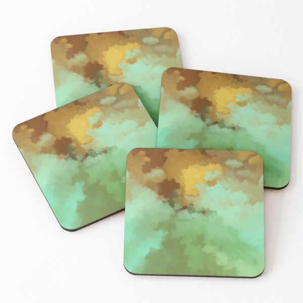 Artikelvorschau, Abstract, contemporary, painting, pattern, teal, yellow, ochre, green entworfen und verkauft von Svitac.