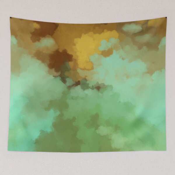 Aperçu de l'œuvre Abstract, contemporary, painting, pattern, teal, yellow, ochre, green créée et vendue par Svitac.