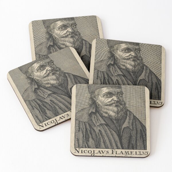 Item preview, Nicolas Flamel line engraving artwork designed and sold by Vintage Designs +.