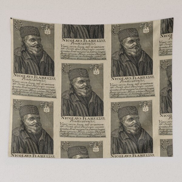 Item preview, Nicolas Flamel line engraving artwork designed and sold by Vintage Designs +.