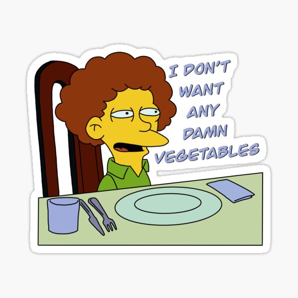 Vista previa del artículo con la obra «Simpsons Malditas Verduras», diseñado y vendido por thebcarts.