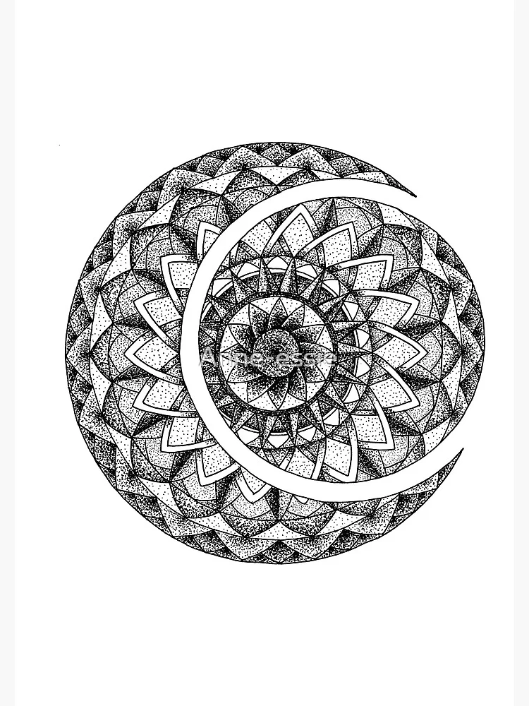 Magnet avec l'œuvre « Mandala ésotérique avec des fleurs comme idée cadeau  » de l'artiste LuminOrb