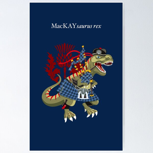 Item preview, Clanosaurus Rex MacKAYsaurus Plaid MacKay BLUE Scotland Ireland Family Tartan designed and sold by Lisa Rotenberg.